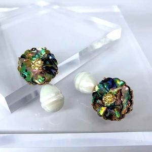 🌟 Big Shell Pearl Earrings